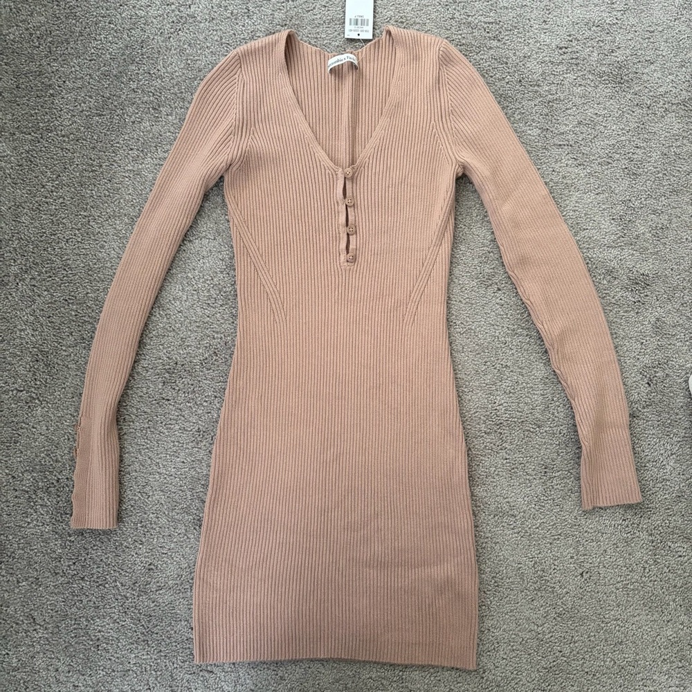 Abercrombie Tan Ribbed Knit Dress